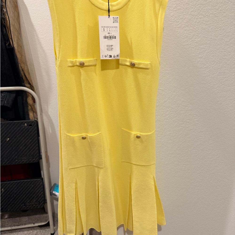 Zara Yellow Sleeveless Sweater Dress